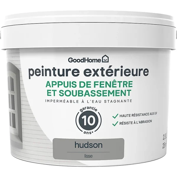 Castorama Peinture Appuis De Fenêtre GoodHome Gris Hudson 2,5L grossiste 1