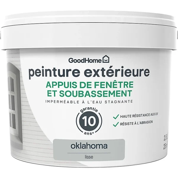 Castorama Peinture Appuis De Fenêtre GoodHome Gris Oklahoma 2,5L des prix incroyables 1