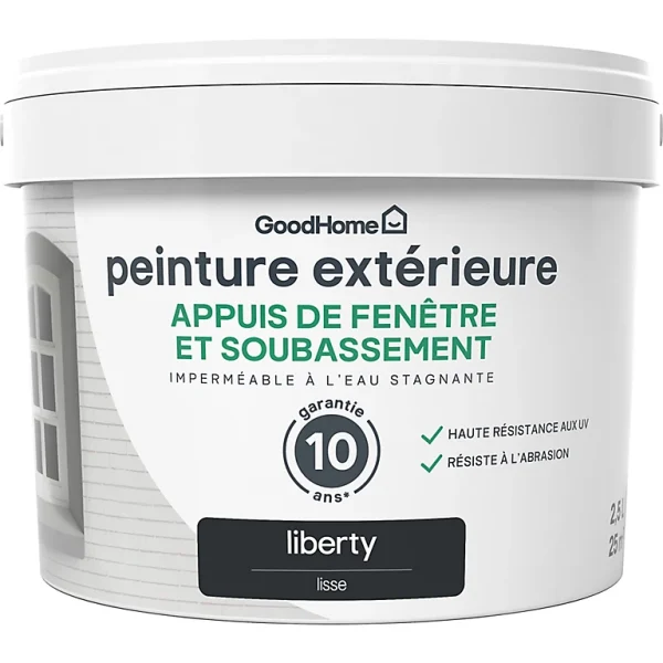 Castorama Peinture Appuis De Fenêtre GoodHome Noir Liberty 2,5L vente pas cher en ligne 1