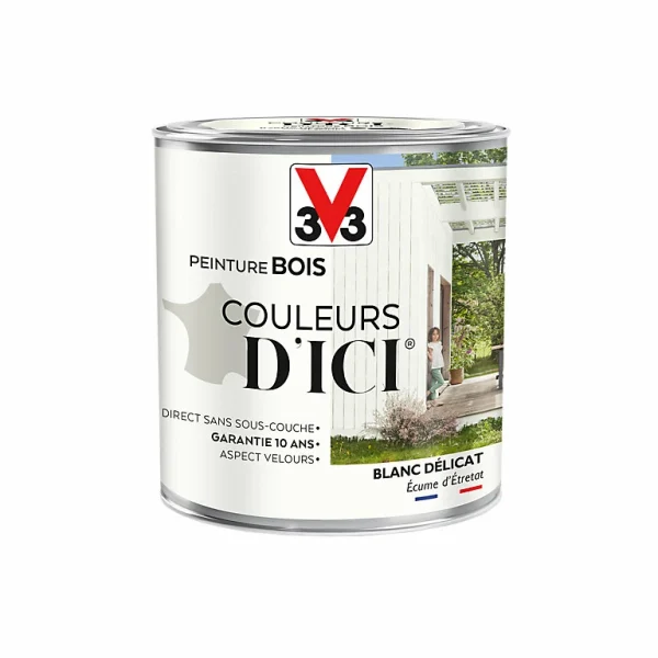 Castorama Peinture Bois Couleurs D’ici Blanc Délicat Velours V33 0,5L site officiel 1