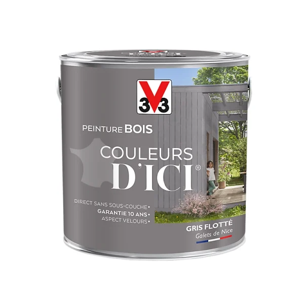 Castorama Peinture Bois Couleurs D’ici Gris Flotté Velours V33 2L outlet 1