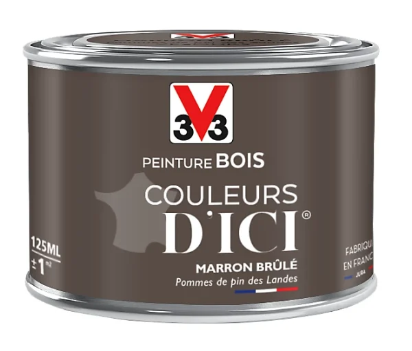 outlet Castorama Peinture Bois Couleurs D’ici Marron Brûlé Velours V33 0,125L 1