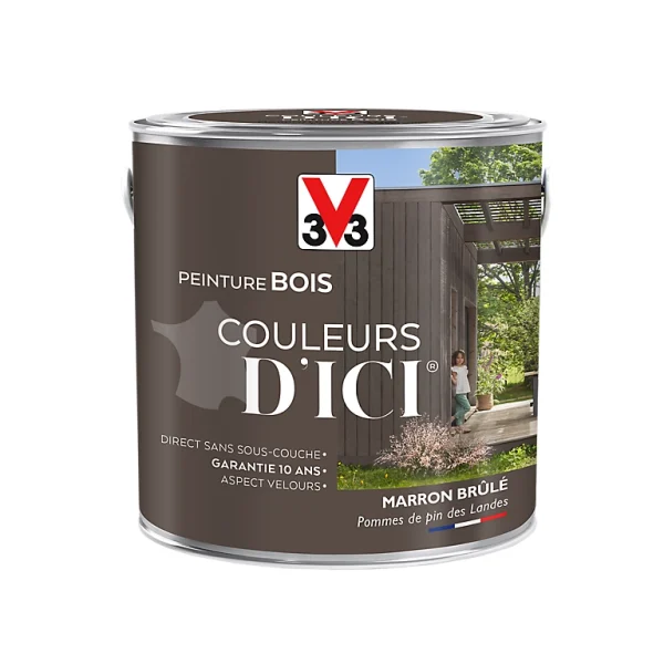 Castorama Peinture Bois Couleurs D’ici Marron Brûlé Velours V33 2L Top ventes 1