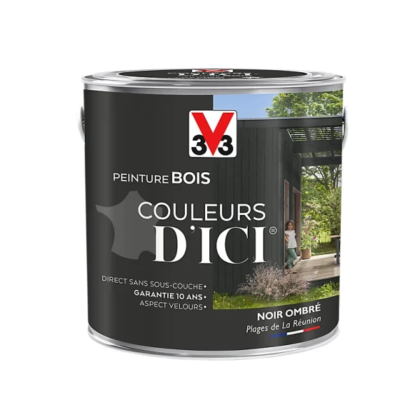 grossiste en ligne Castorama Peinture Bois Couleurs D’ici Noir Ombré Velours V33 2L 1