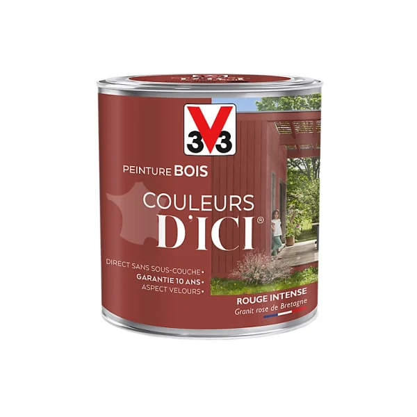 Protections acheteurs Castorama Peinture Bois Couleurs D’ici Rouge Intense Velours V33 0,5L 1