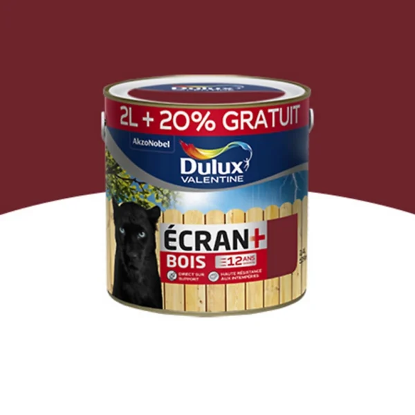 Castorama Peinture Bois Extérieur Ecran+ Bois Dulux Valentine Satin Rouge Basque RAL 3004 2L +20% Gratuit à prix imbattables 1