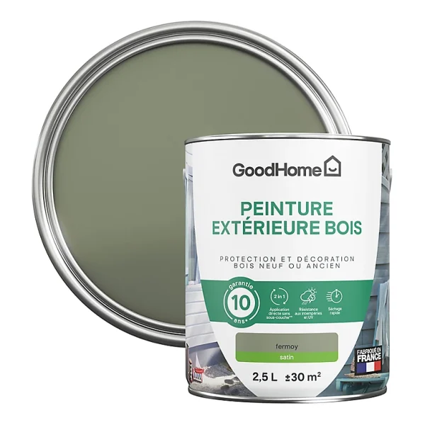 Castorama Peinture Bois Extérieur GoodHome Fermoy Vert Satin 2.5L se précipiter pour acheter 1