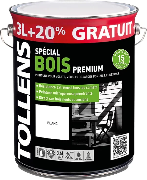 De Qualité Castorama Peinture Bois Extérieur Premium Blanc Tollens 3L + 20% Gratuit 1