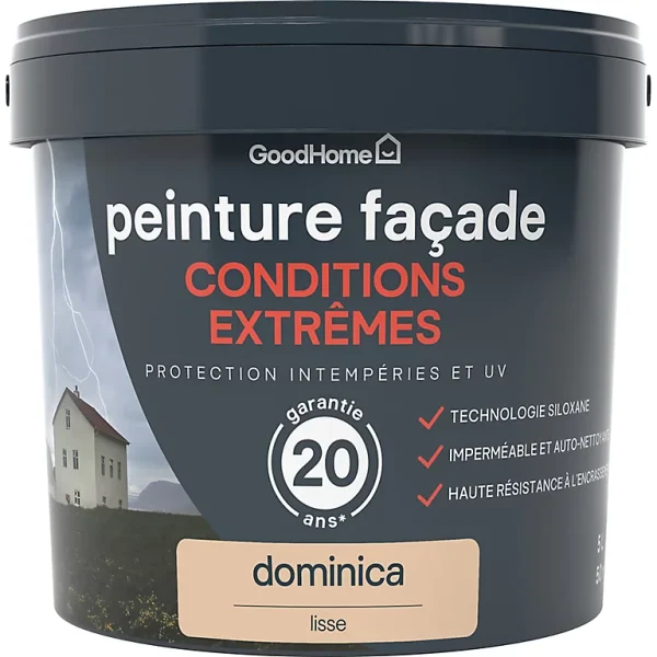 Castorama Peinture Façade Autonettoyante Premium GoodHome Beige Dominica 5L le grand escompte 1