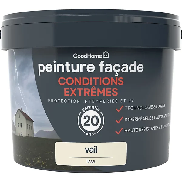 Castorama Peinture Façade Autonettoyante Premium GoodHome Crème Vail 10L styles dernier cri 1