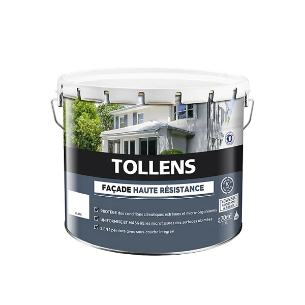 site soldes Castorama Peinture Façade Tollens Haute Résistance Blanc 10L 1