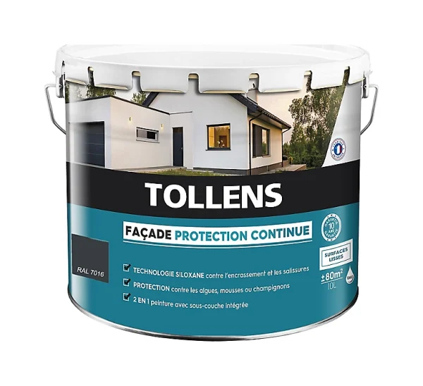 Castorama Peinture Façade Tollens Protection Continue Ton Gris 10L REMISE 1