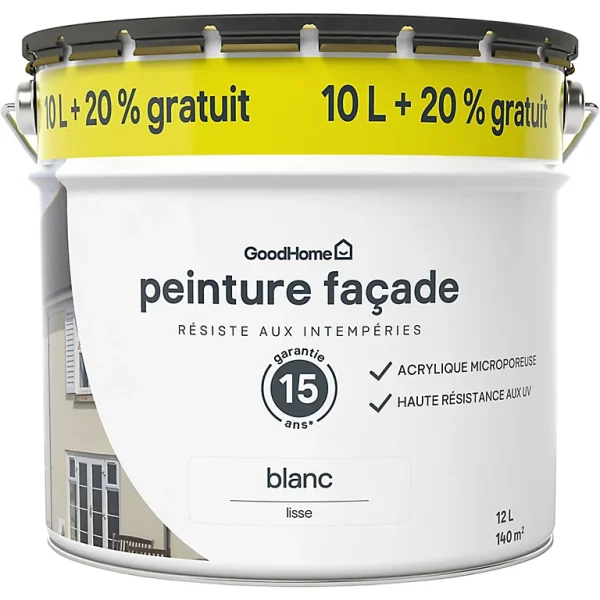 Castorama Peinture GoodHome Classique Blanc 10L +20% Gratuit a Prix Discount 1