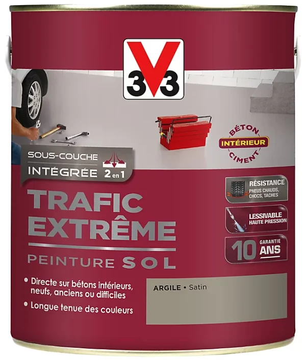 Castorama Peinture Sol Intérieur Trafic Extrême V33 Argile Satiné 2,5L soldes officiel 1