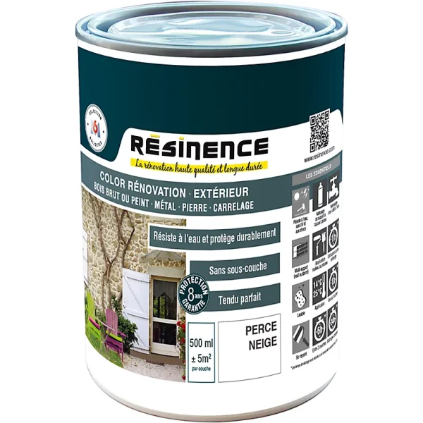 Castorama Résine De Rénovation Multi-support Perce Neige Satin Résinence 0,5L Authenticité garantie 1